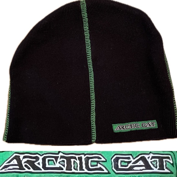 ☃️❄️Arctic Cat Beanie / Cap | Black with Green Accents - Picture 13 of 13